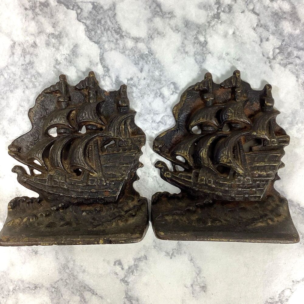 Vintage Cast Iron Sailing Ship Metal Nautical History